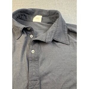 Ramblers Way 2XL Mens Black 100% Wool Long Sleeve Button Polo Shirt Made in USA